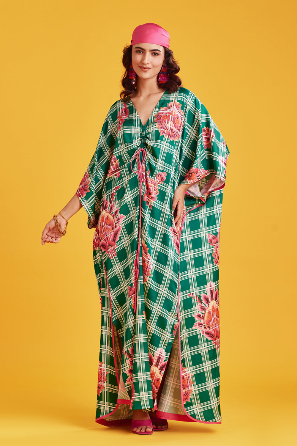 Baroque Floral Printed Long Kaftan