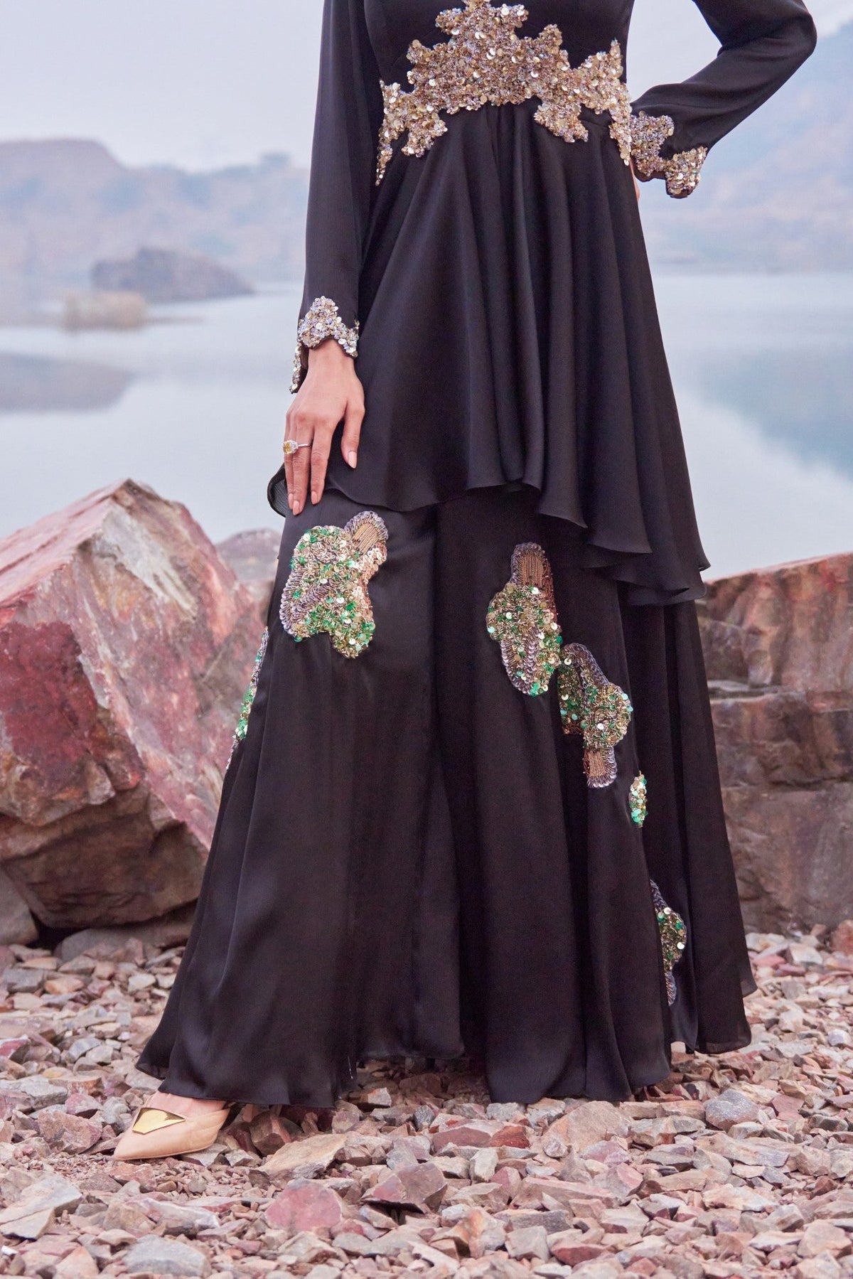 Black Sharara Set