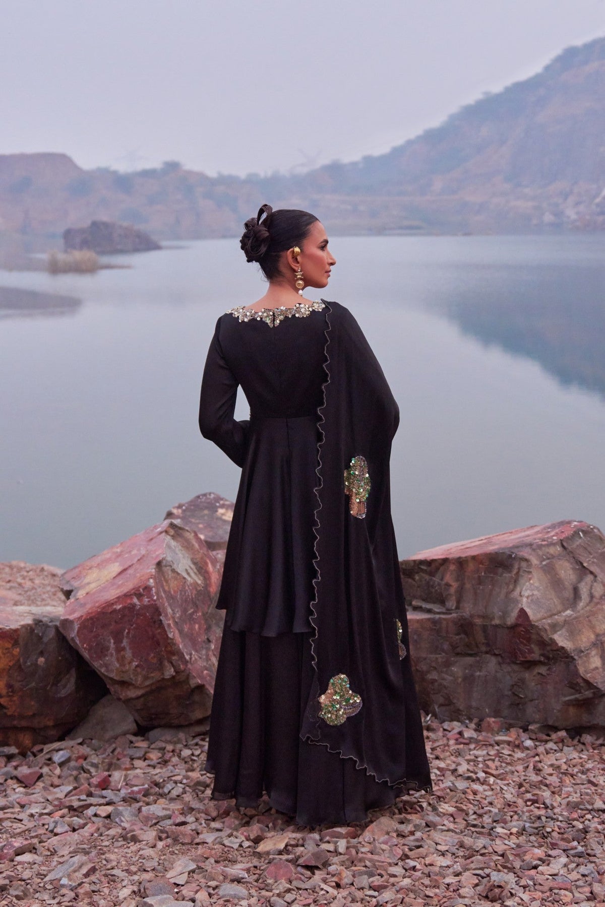 Black Sharara Set