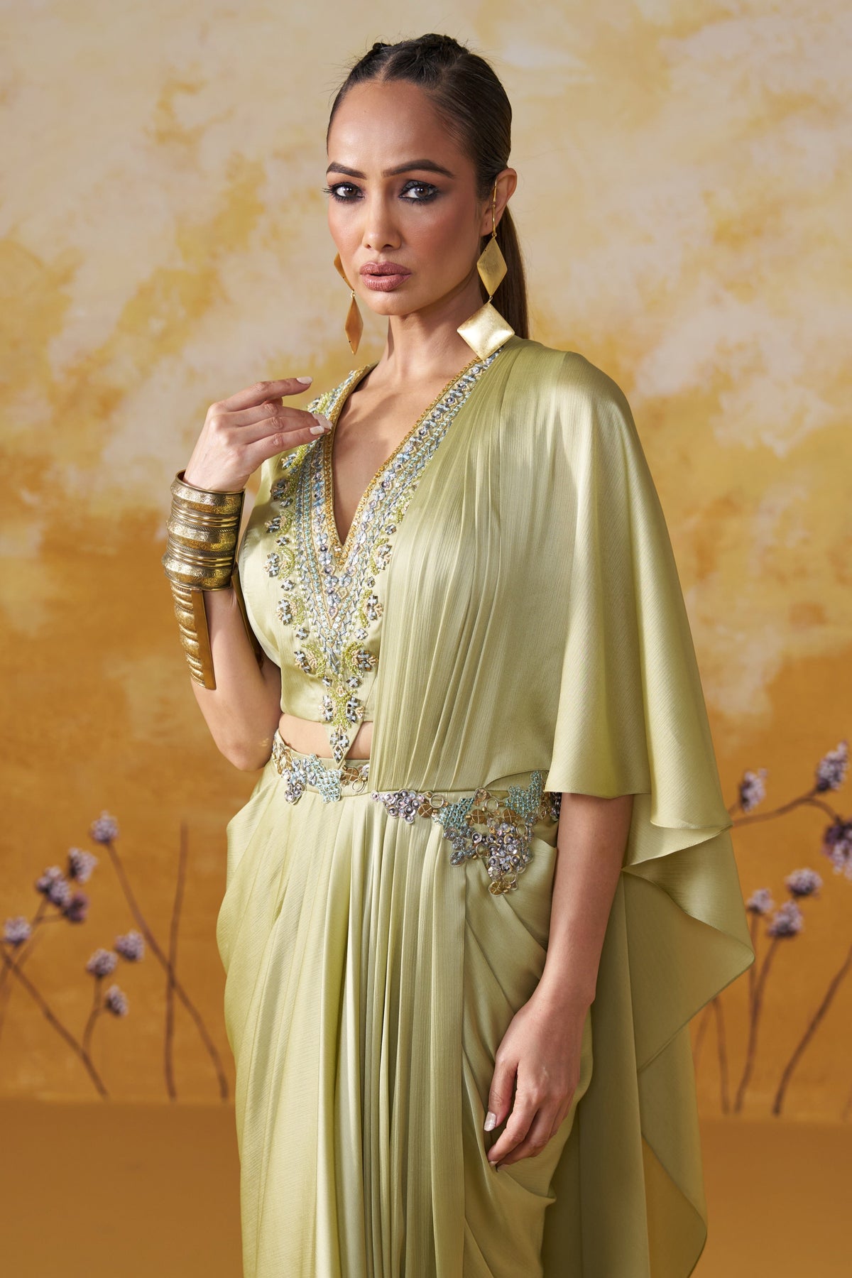 MAZE DRAPE SAREE SET