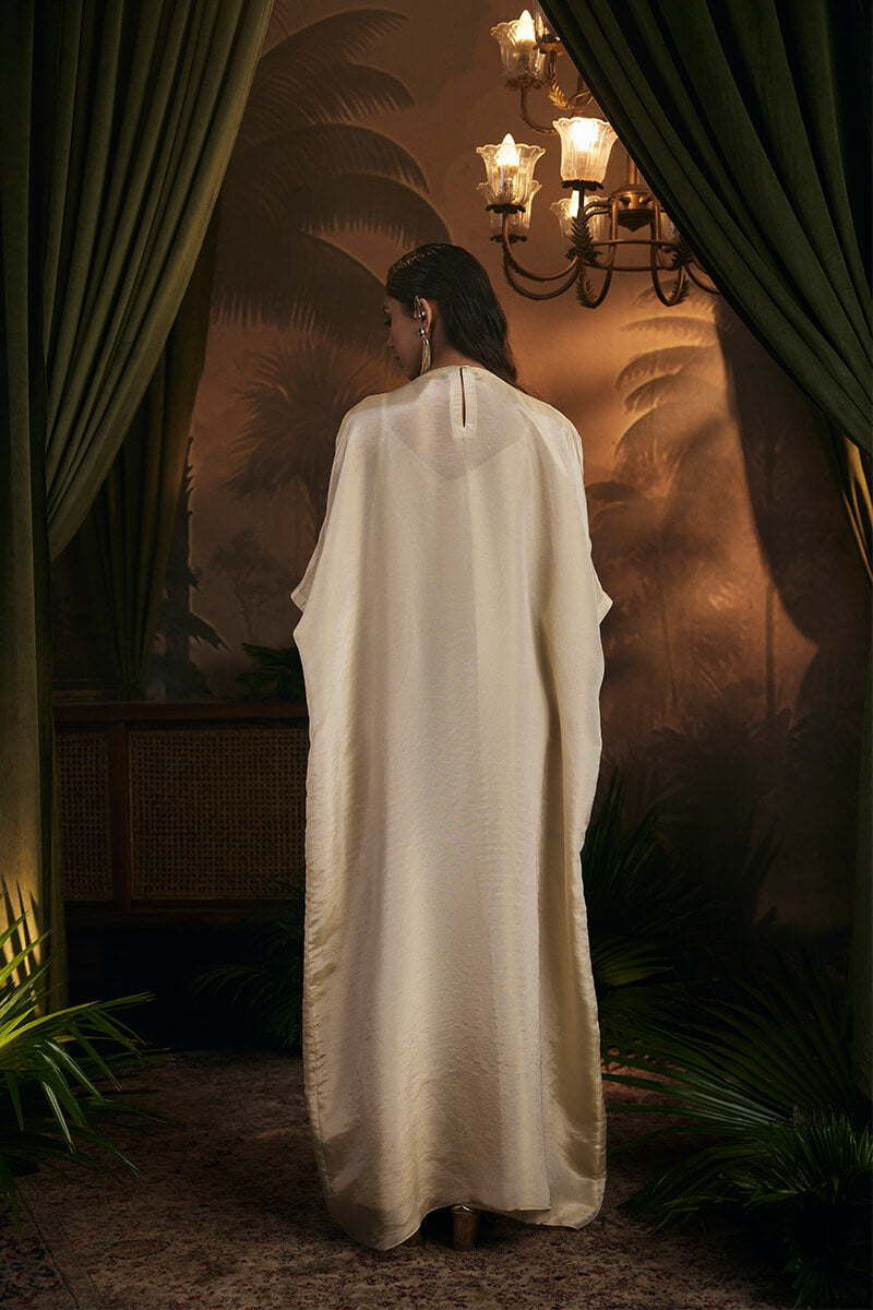 Embroidered Collar Kaftan with Slip