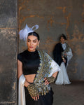 PORCELAIN EDGE DRAPE SAREE SET