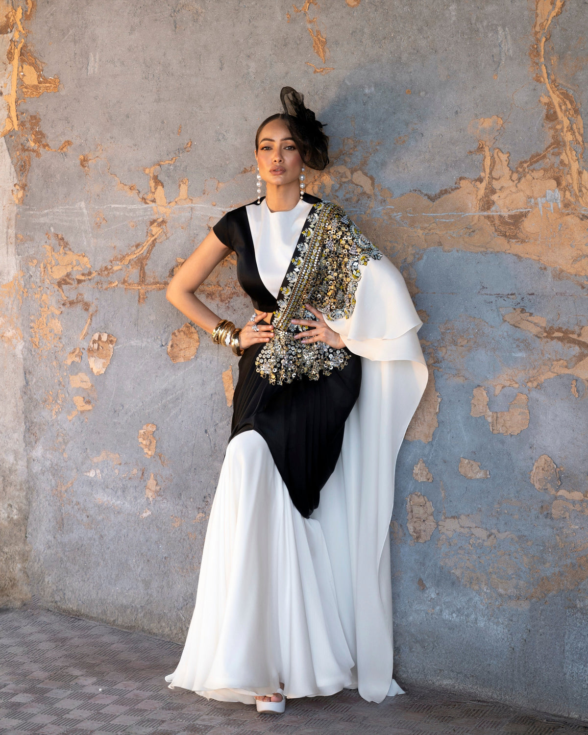 PEARL GLAZE DRAPE SAREE SET