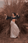 Beige Drape Skirt Set