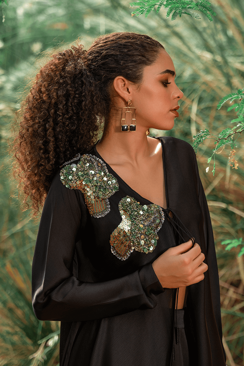 Black Frilled Skirt Set