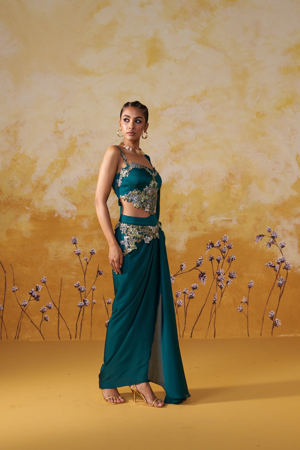OPALUS DRAPED SAREE SET