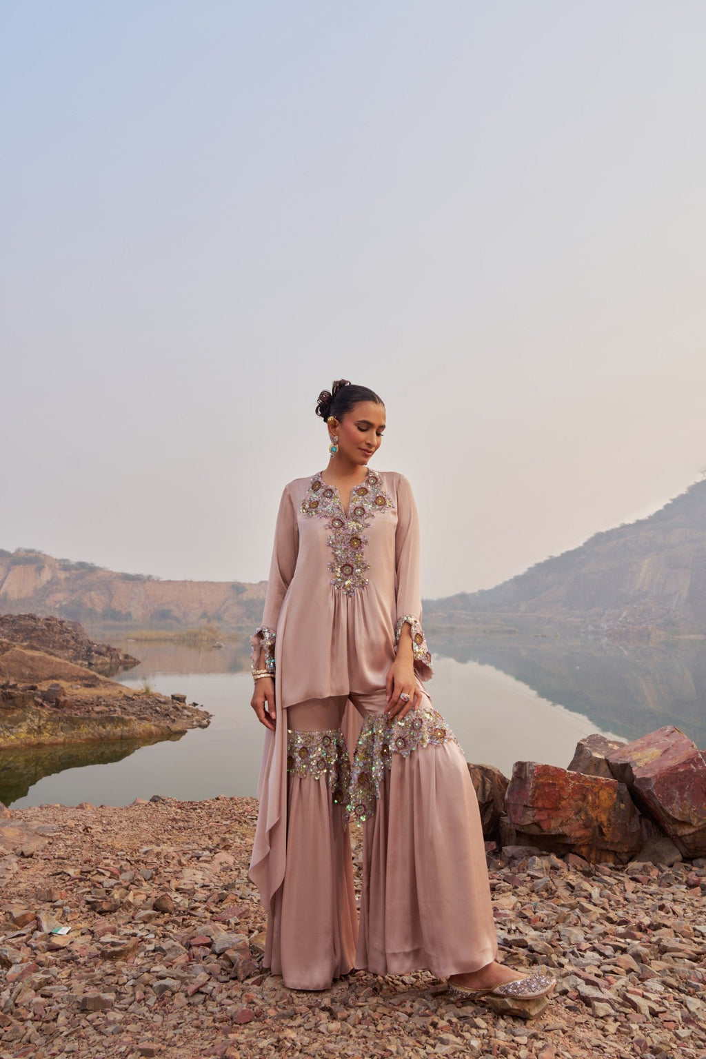 Beige Sharara Set