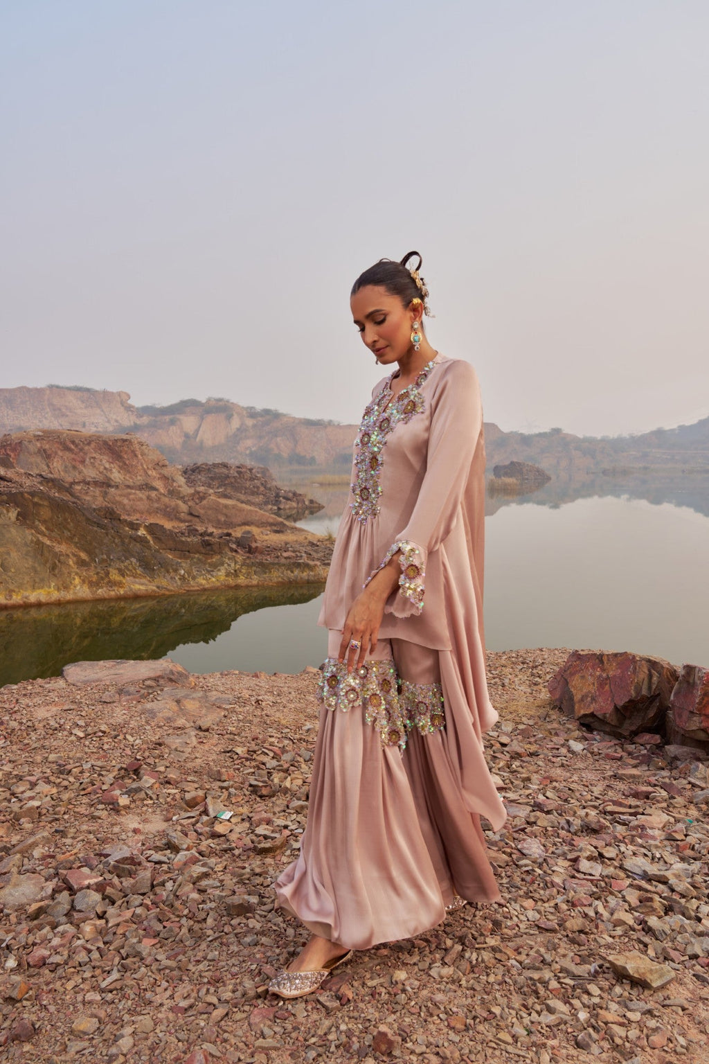 Beige Sharara Set