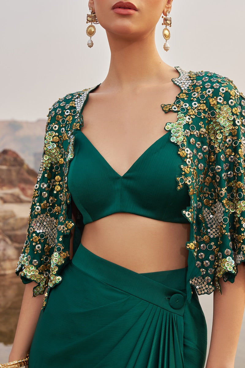 GREEN DREAM DRAPE SKIRT SET
