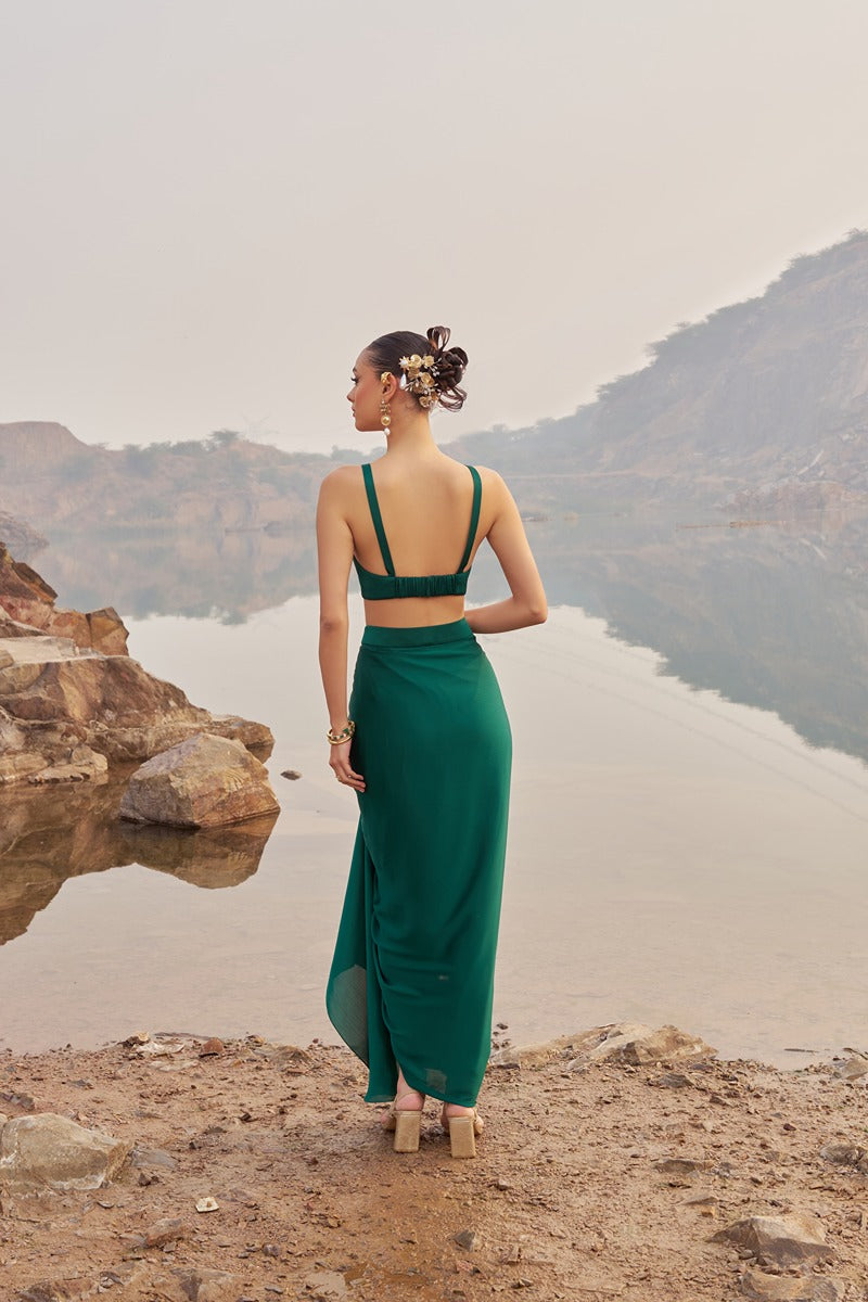 GREEN DREAM DRAPE SKIRT SET