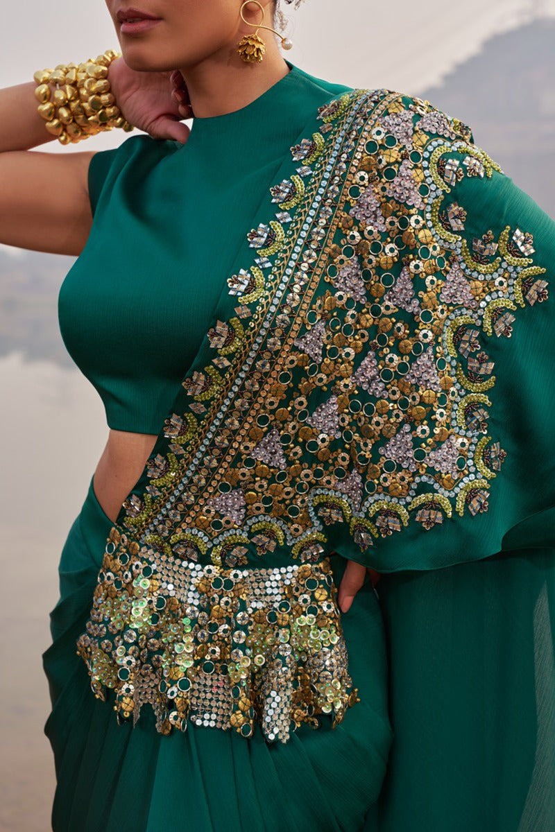 EMERALD QUEEN DRAPE SAREE