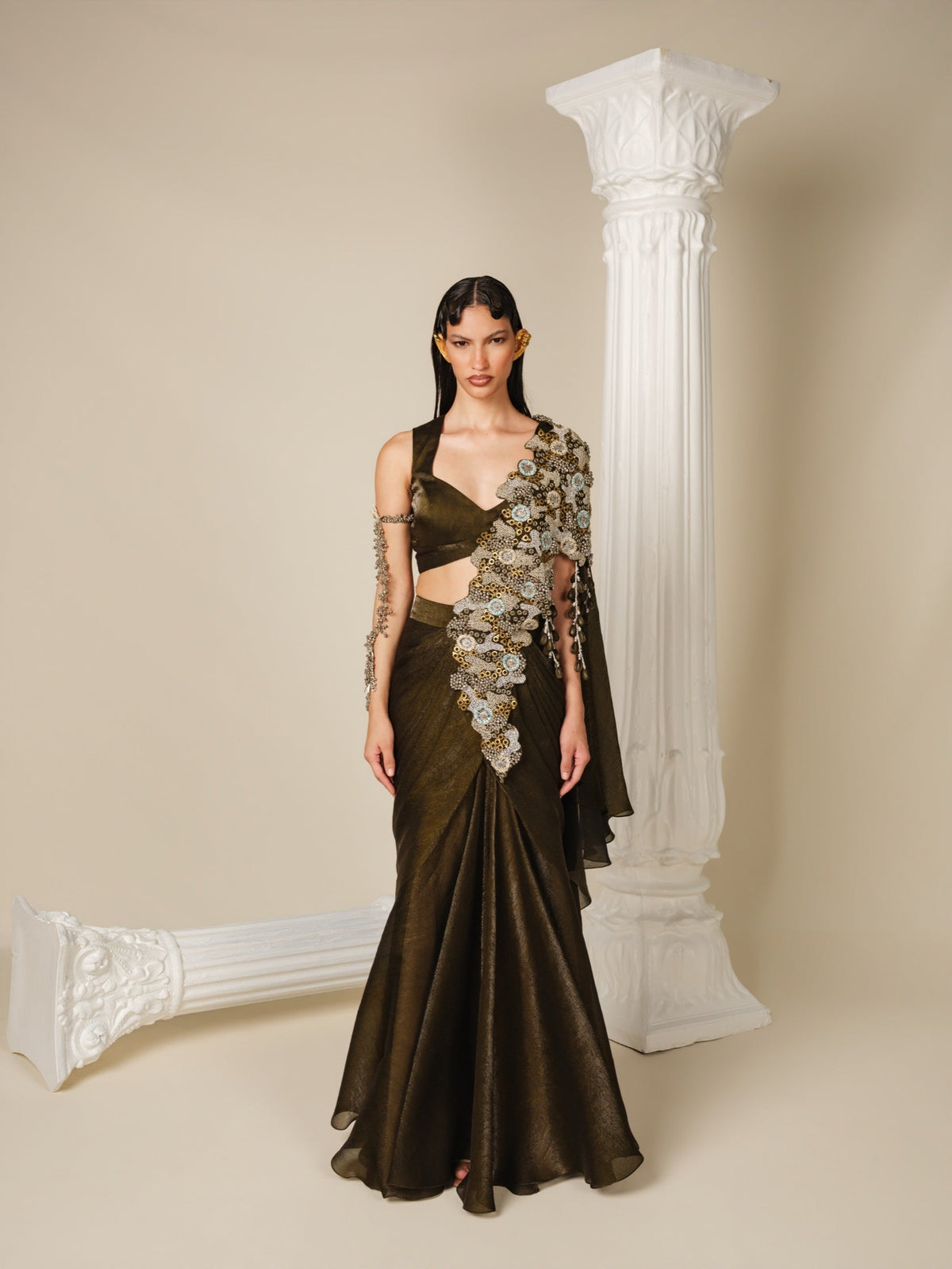 Unusual Theory Drape Saree Set