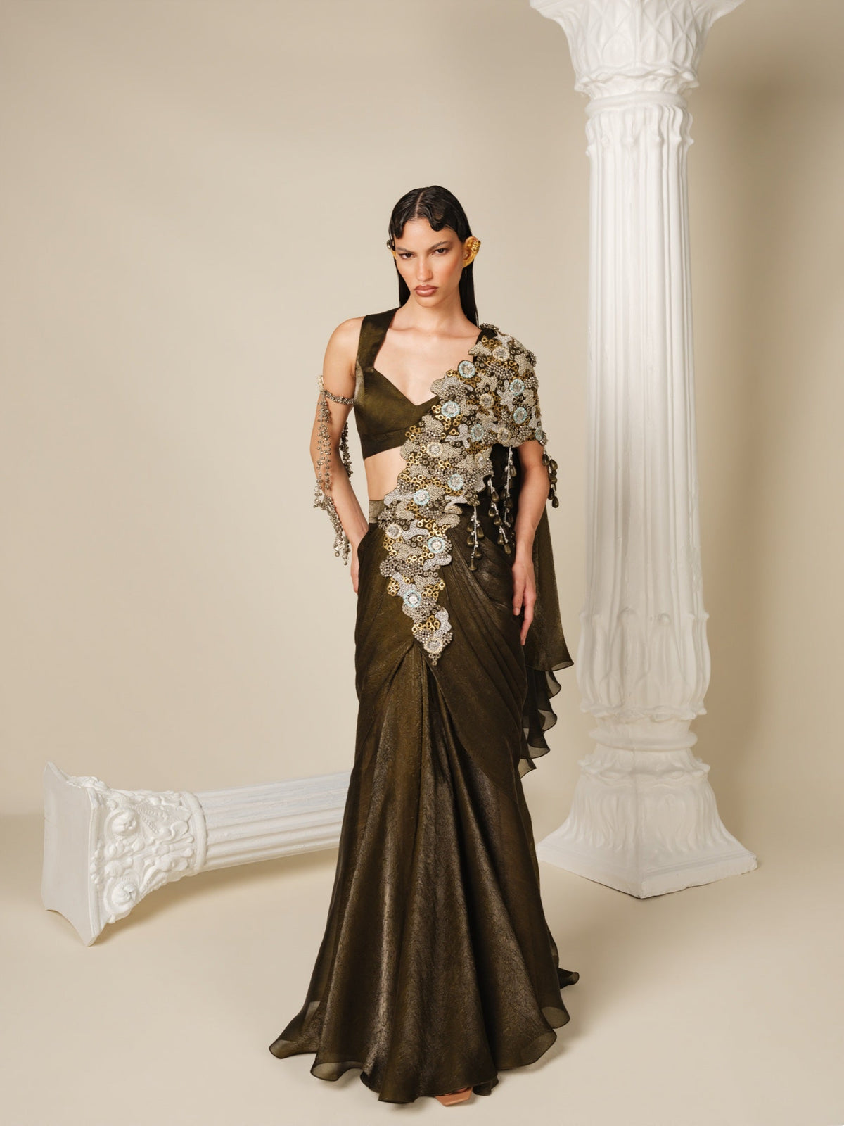 Unusual Theory Drape Saree Set