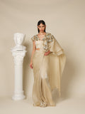 Golden Collar Dusk Drape Saree Set