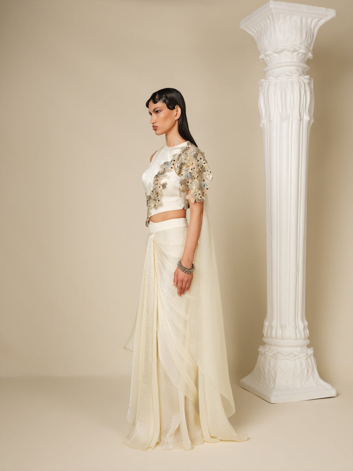 Almost Silence Drape Saree Set