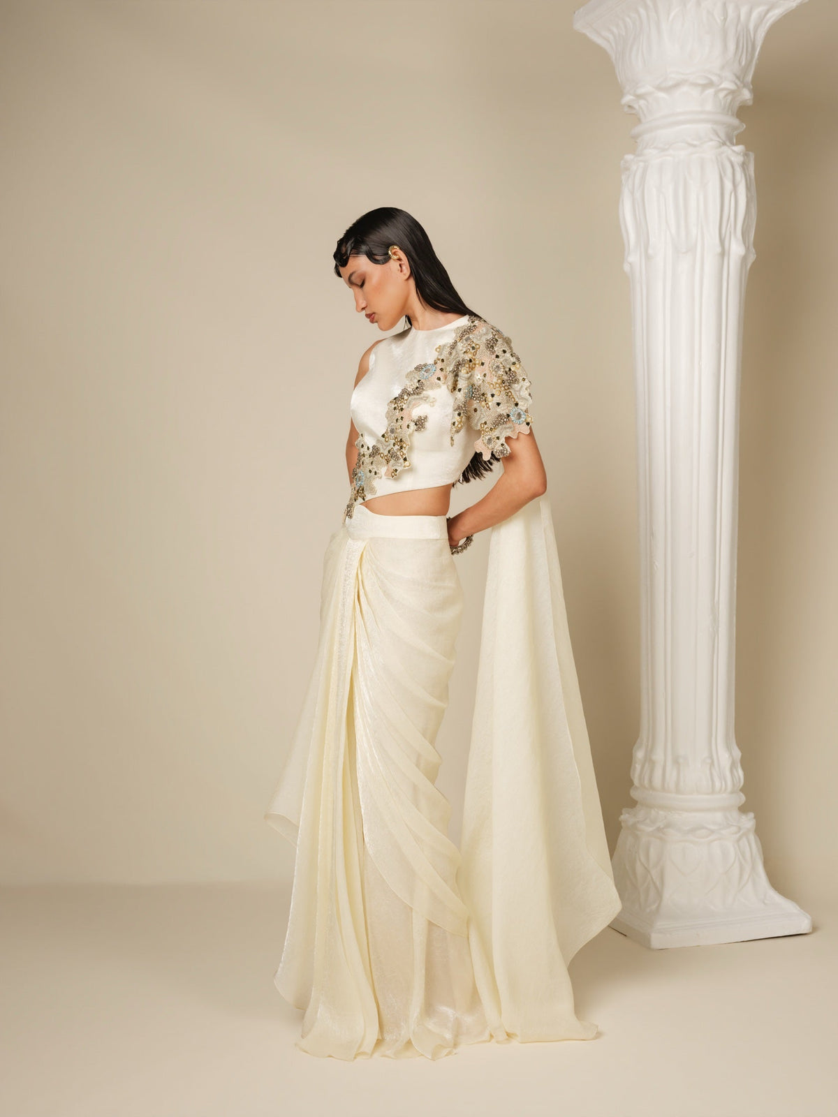 Almost Silence Drape Saree Set