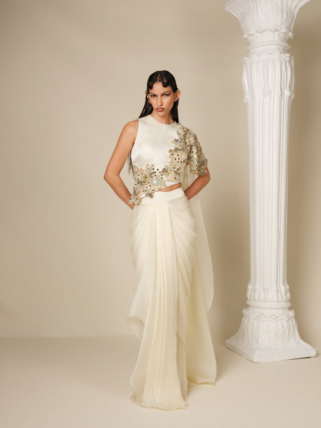 Almost Silence Drape Saree Set