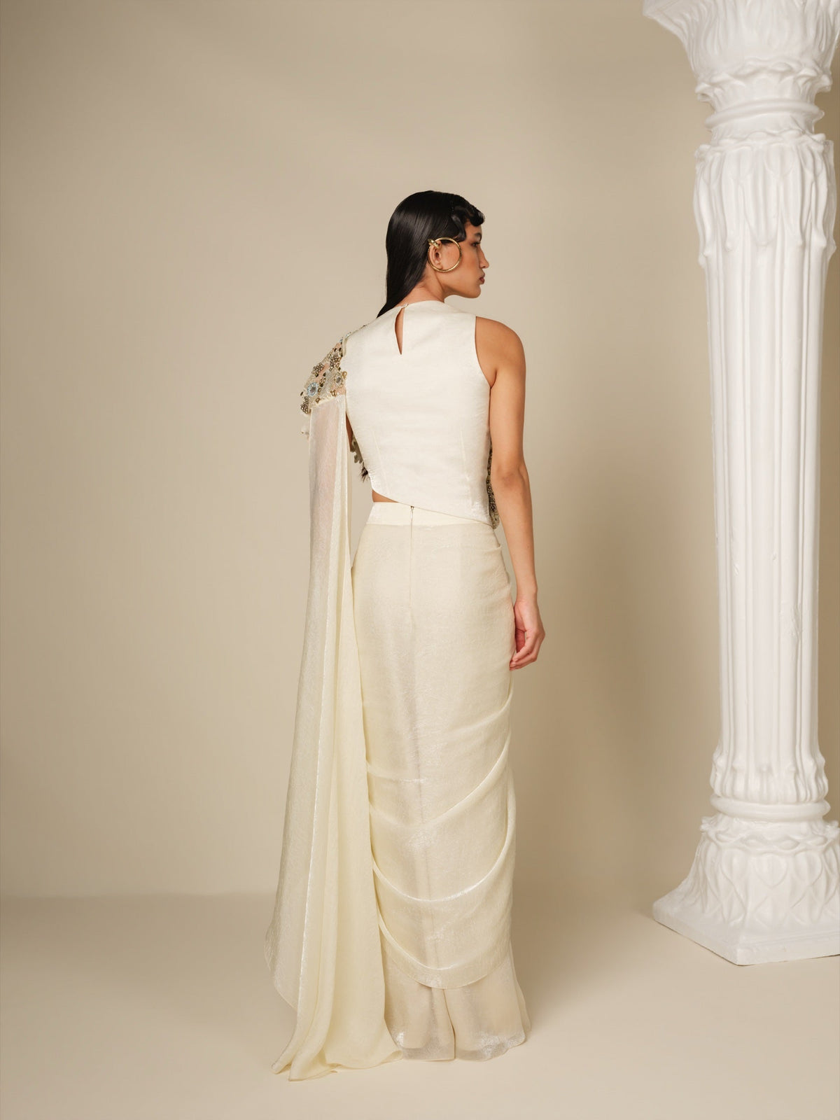 Almost Silence Drape Saree Set
